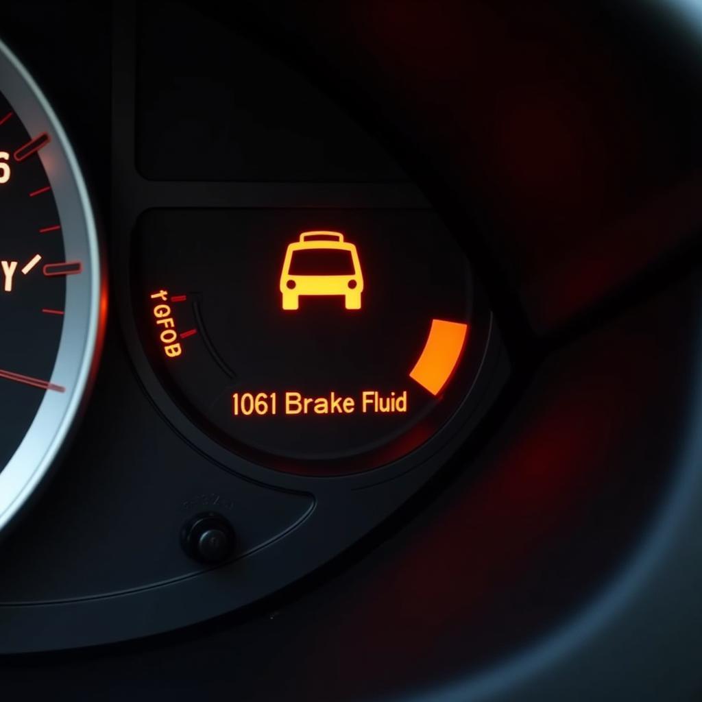 Low Brake Fluid Warning Light on Car Dashboard