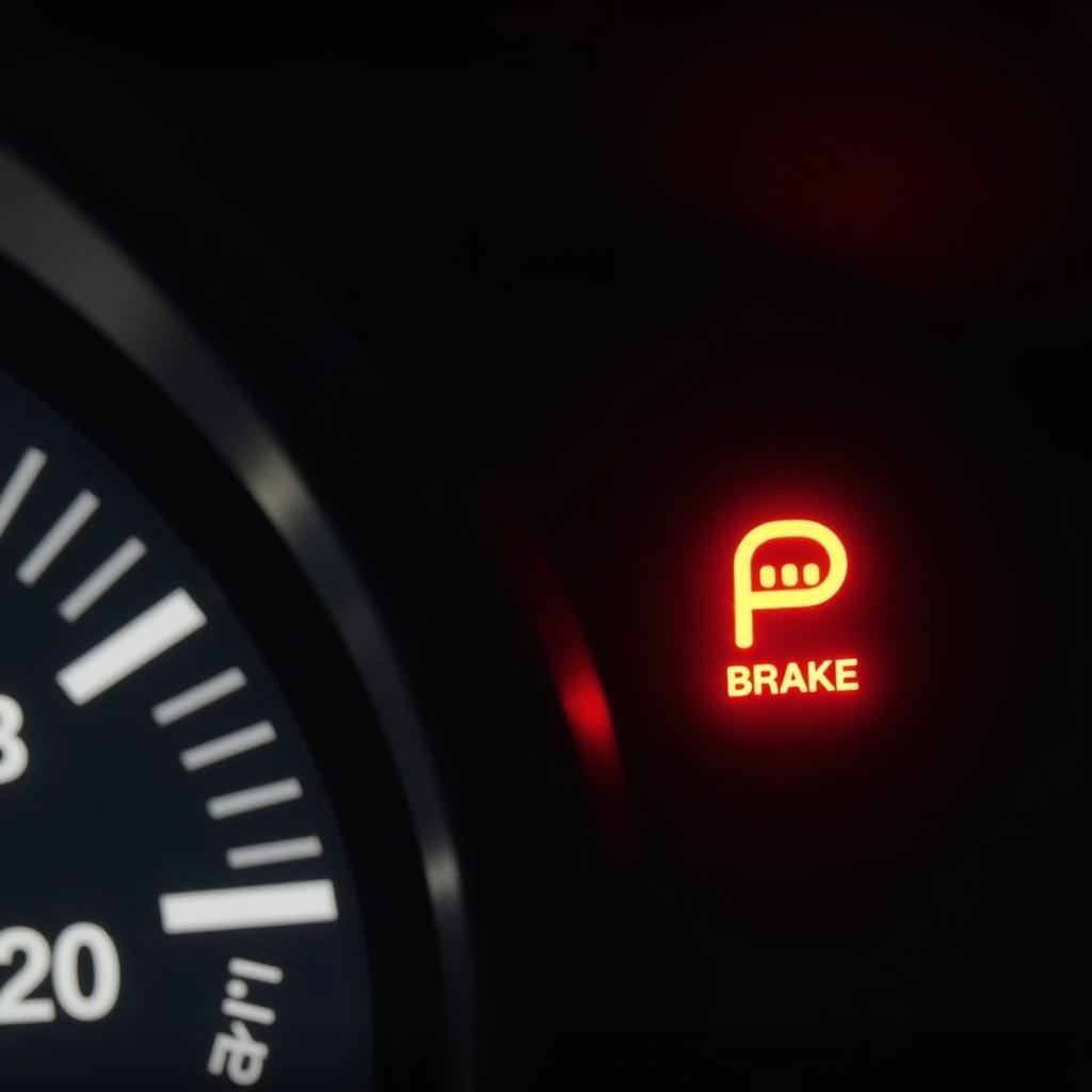 LR3 Dashboard with Brake Warning Light Illuminated