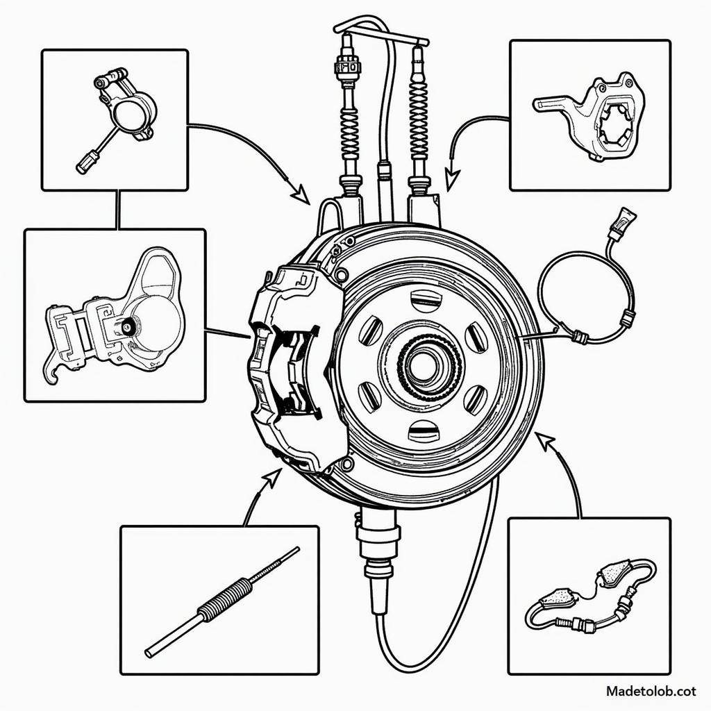 Components of a Mazda CX-3 braking system