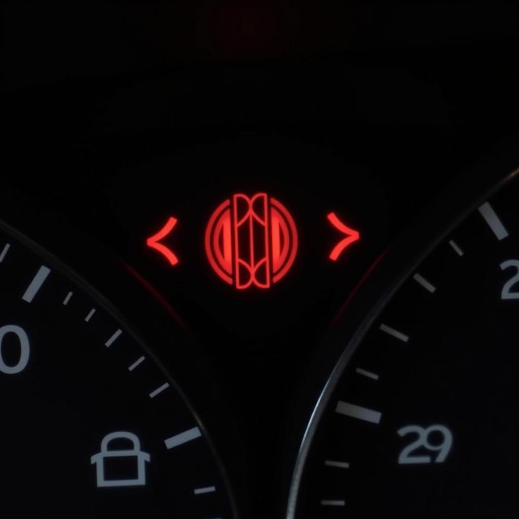 Mazda CX-5 dashboard with illuminated brake pad warning light