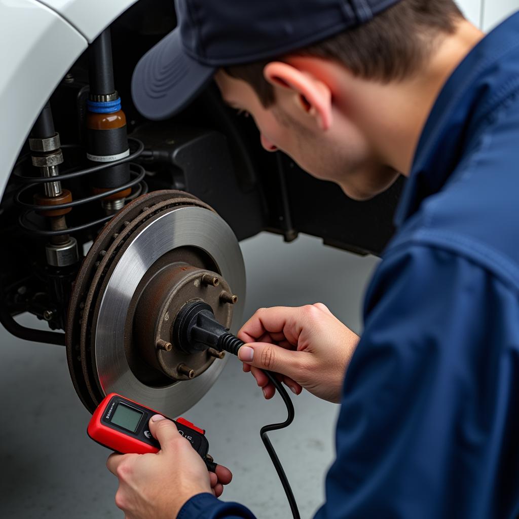 Mechanic Inspecting ABS System