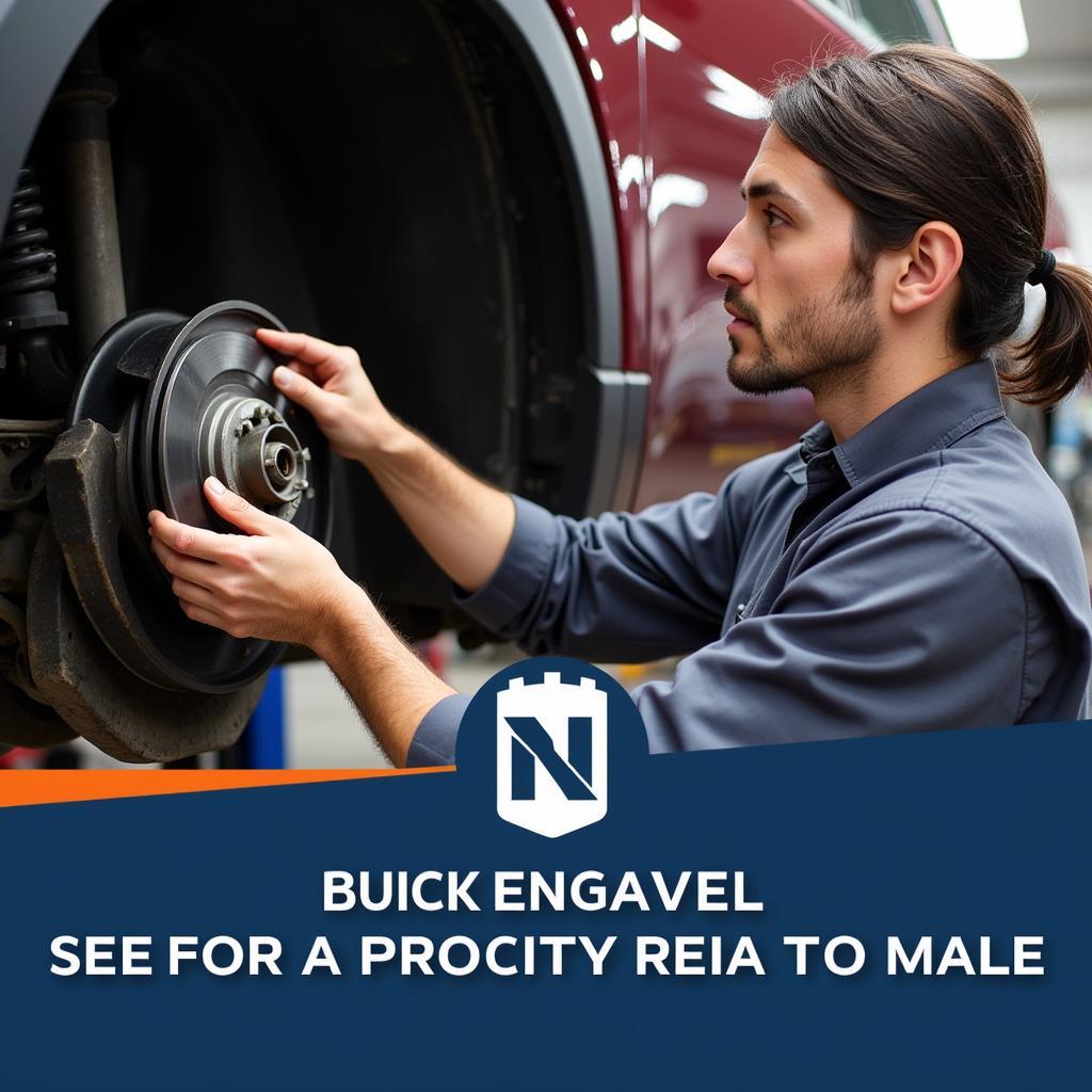 Mechanic Inspecting Buick Enclave Brakes