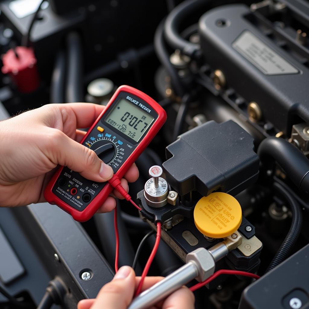 Mechanic Testing Brake Pressure Warning Switch