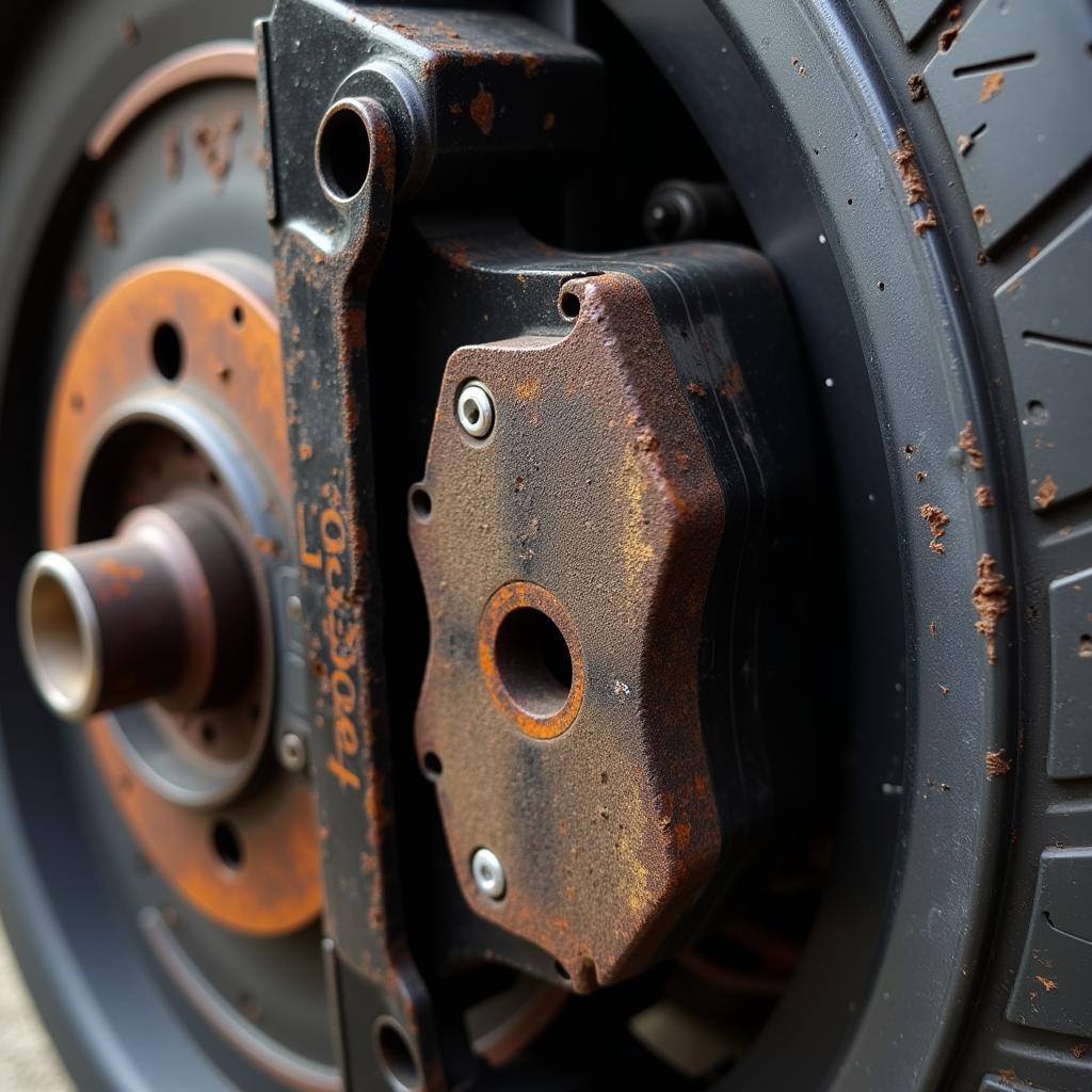 Worn Brake Pads on a Mercedes A Class