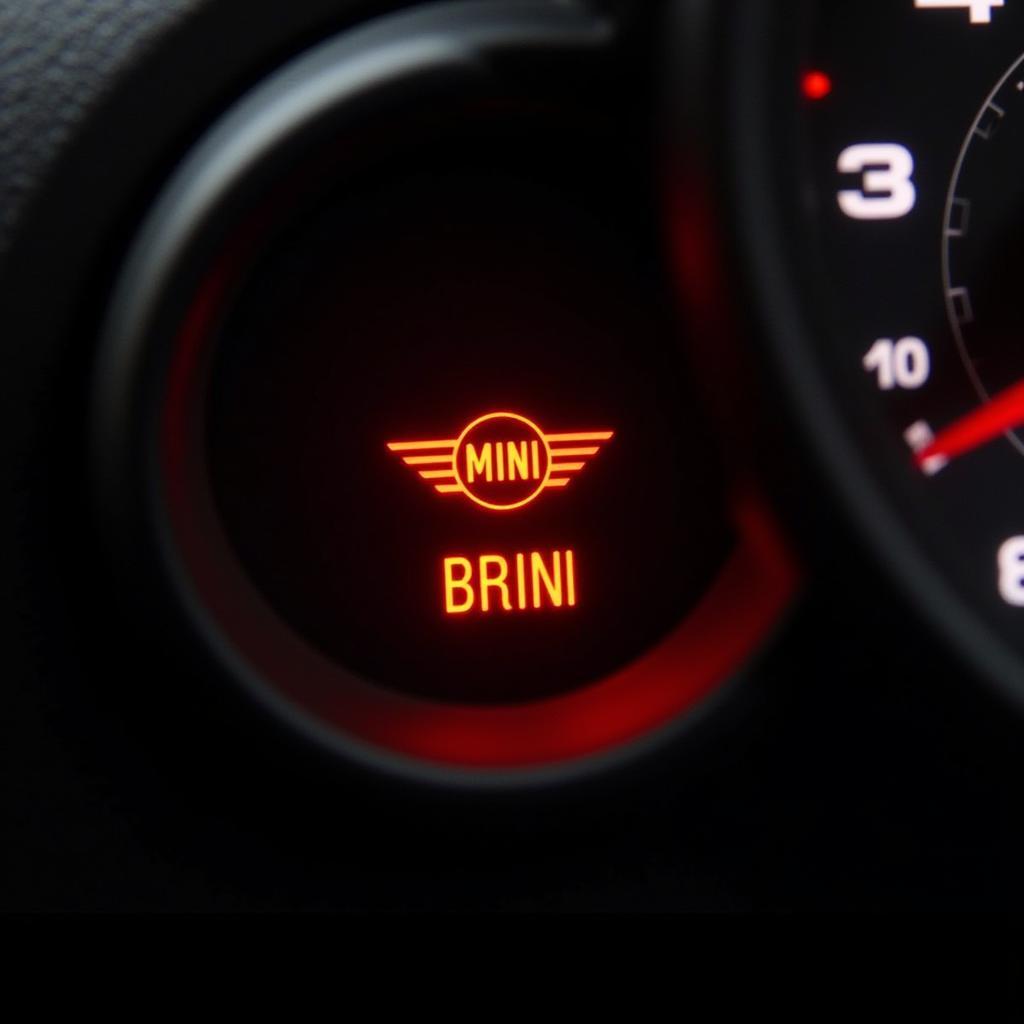 Mini Cooper Dashboard with Brake Warning Light