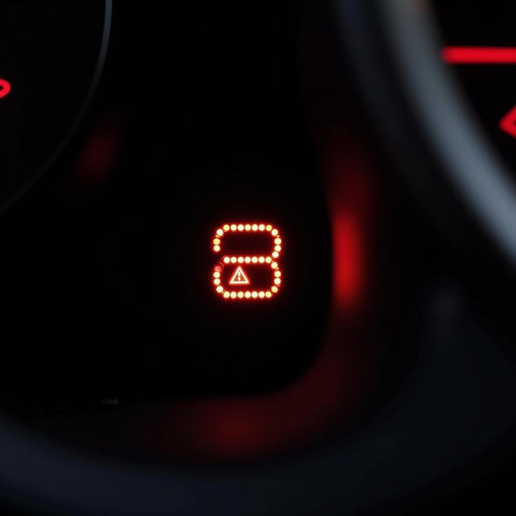 Modern Car Dashboard with Illuminated Brake Warning Light