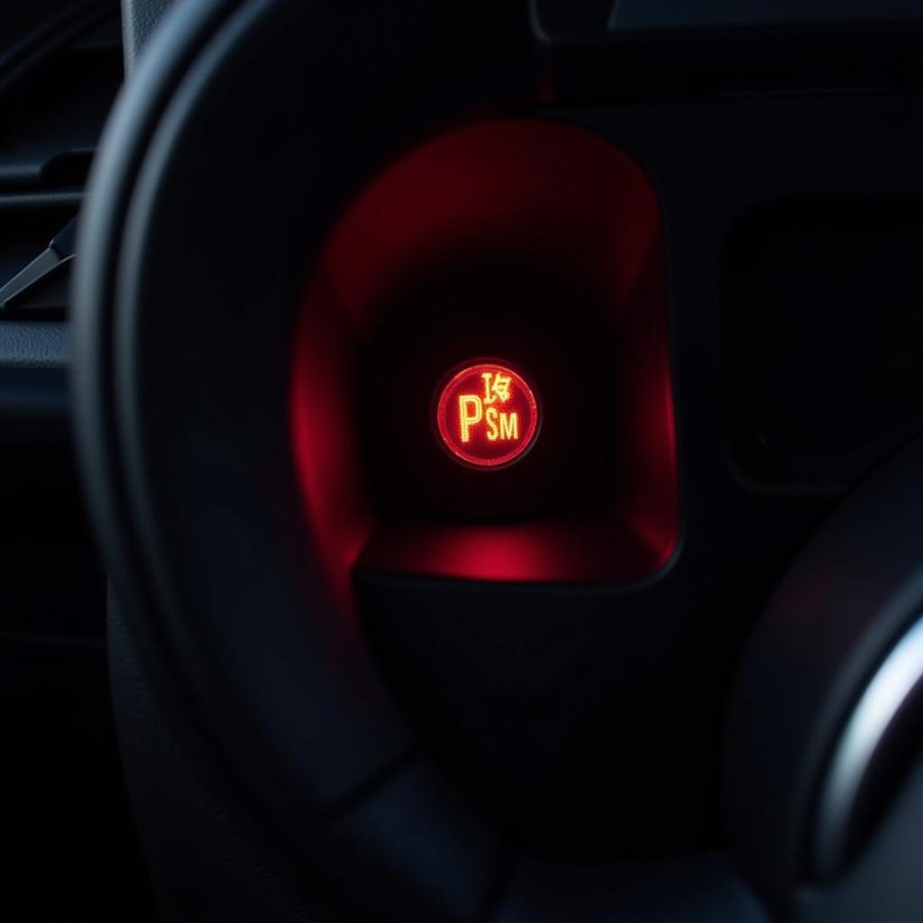 Nissan Leaf Dashboard with Brake Warning Light Illuminated