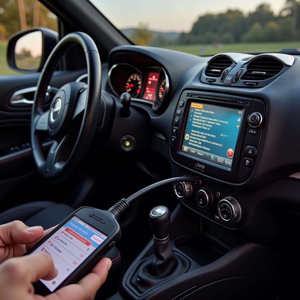 OBD-II Scanner Connected to Jeep Cherokee