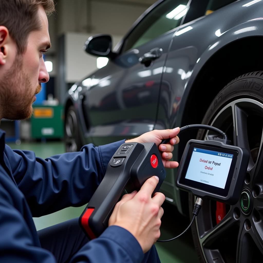 Mechanic Using OBD-II Scanner