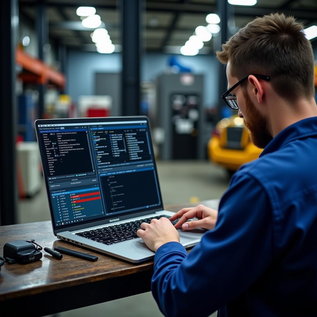 Technician Performing Remote Diagnostics on a Warner Brake Controller