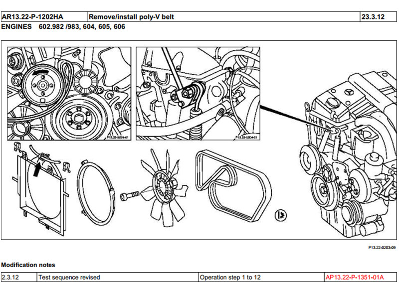 Remove/ install Poly V Belt guidance in the free mercedes benz s250 repair manuals 