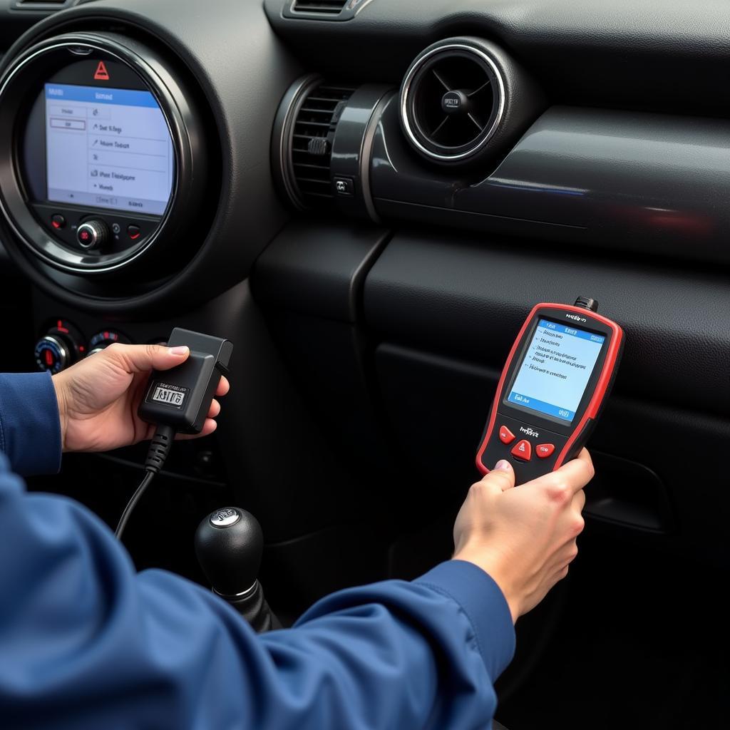 Using an OBD-II scanner to reset brake pad warning light on a Mini R50