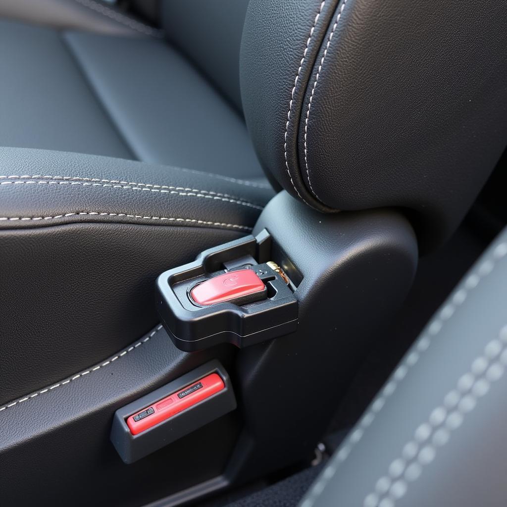 Close-up of Car Seat Belt Buckle Sensor