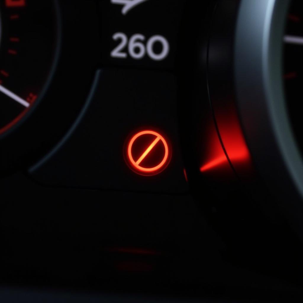 Dashboard with seat belt warning light illuminated