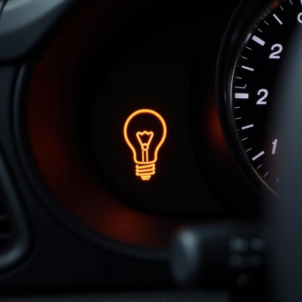 Seat Leon dashboard with bulb warning light illuminated