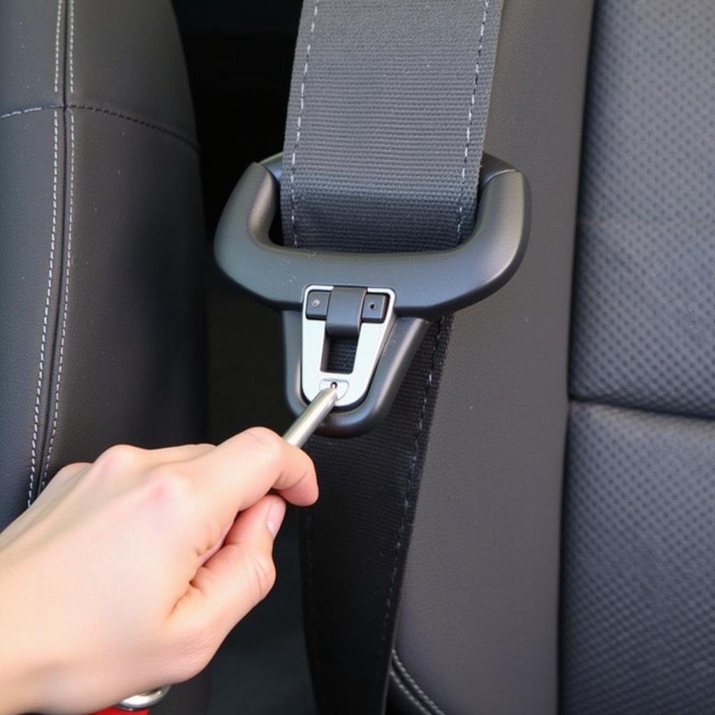 Close-Up of Seatbelt Buckle Cleaning