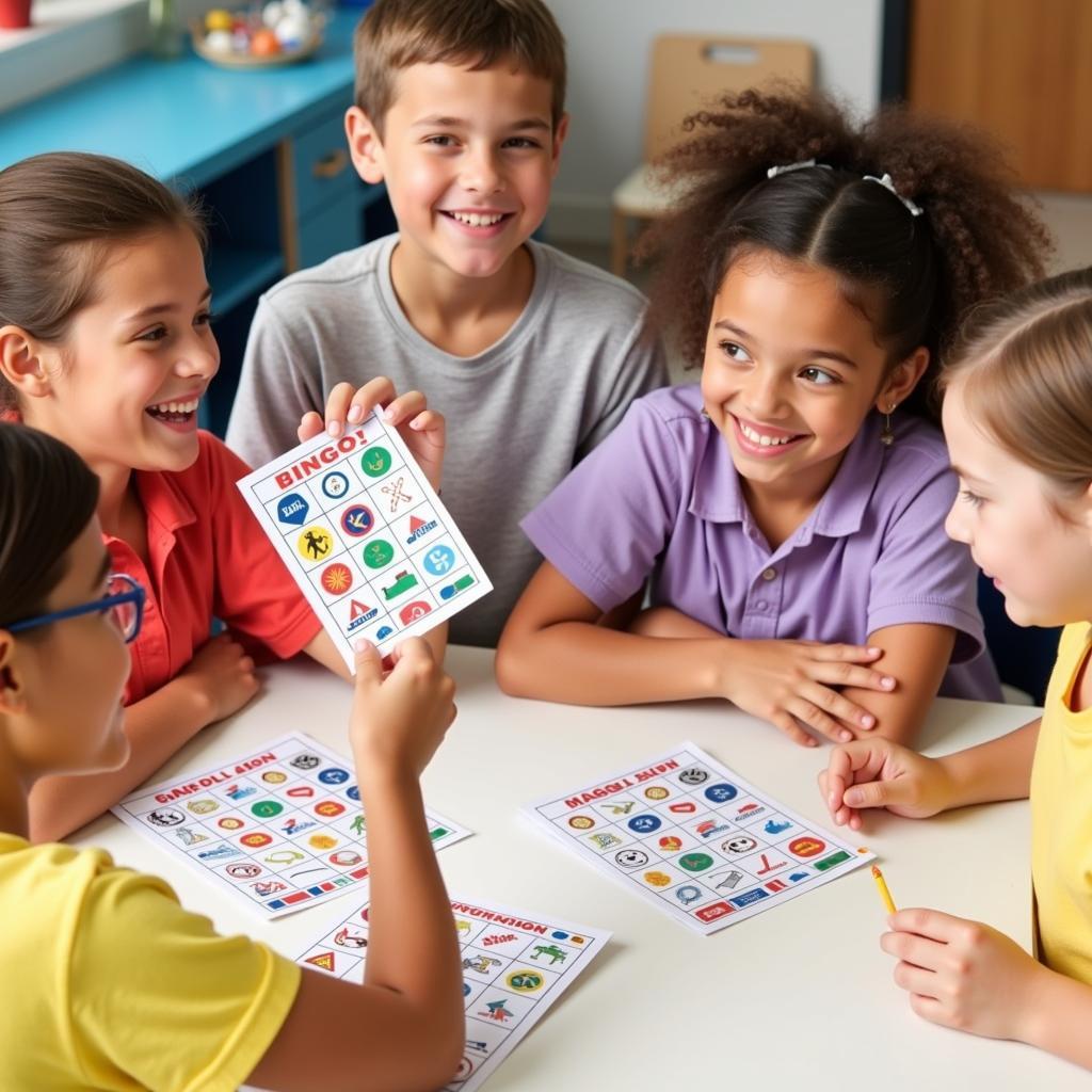 Children Playing Traffic Sign Bingo