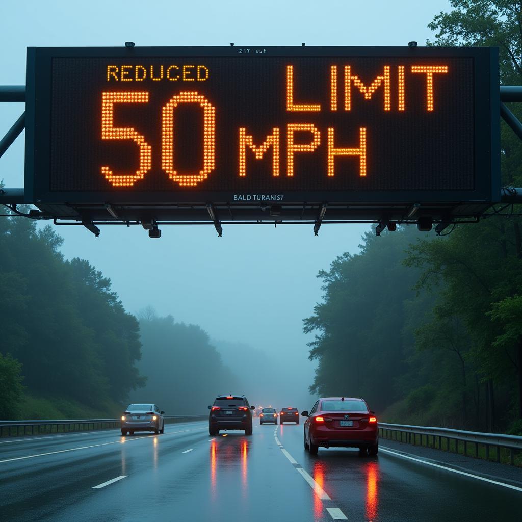 Variable Speed Limit Sign on Highway