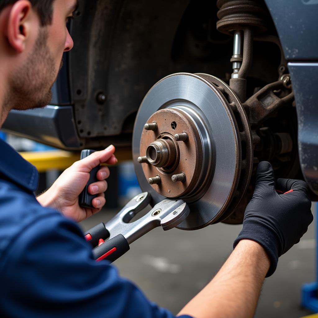 Replacing brake pads on a Volvo V40