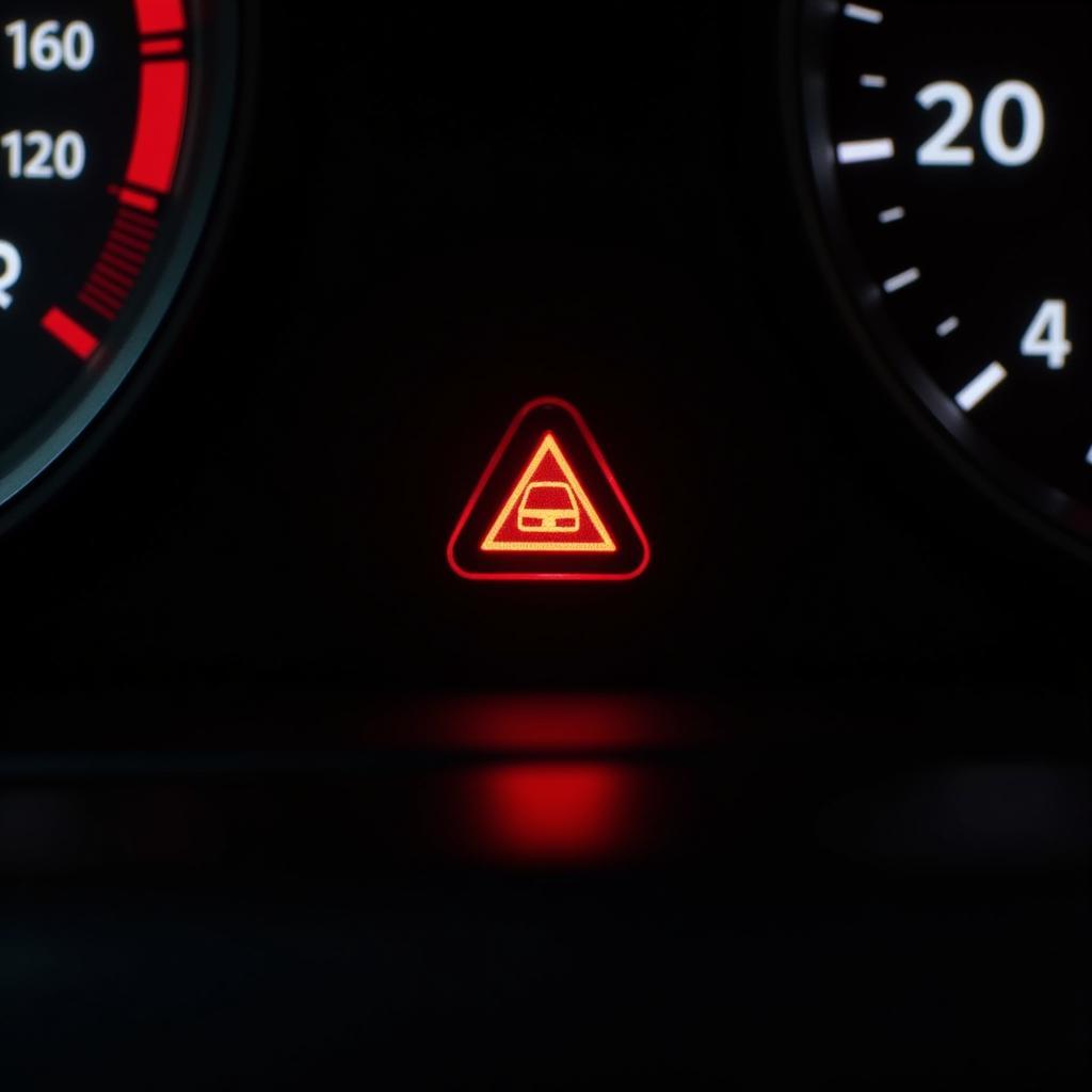 VW Golf dashboard with illuminated brake warning light