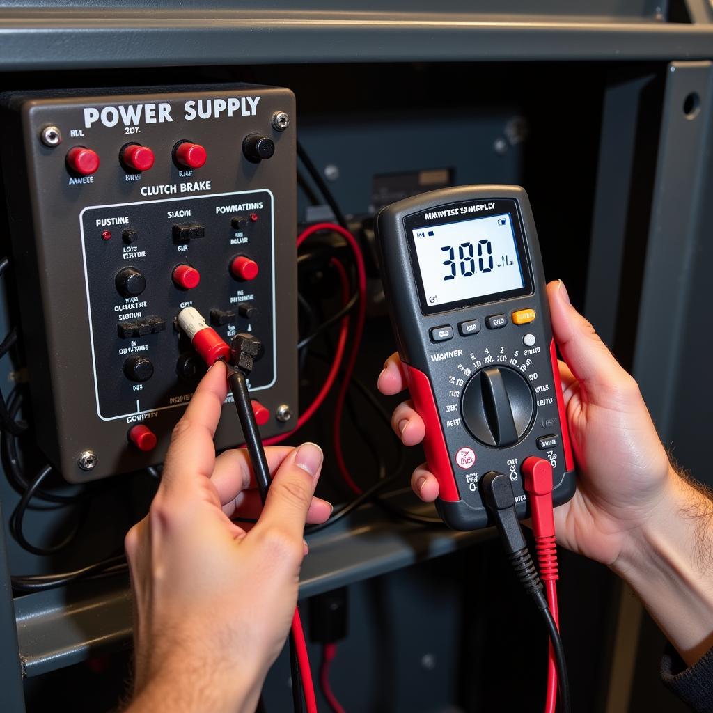 Testing Warner Clutch Brake Power Supply with Multimeter