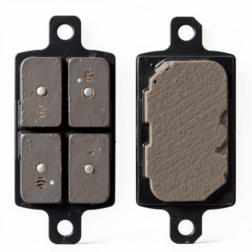 Worn brake pad with exposed wear sensor