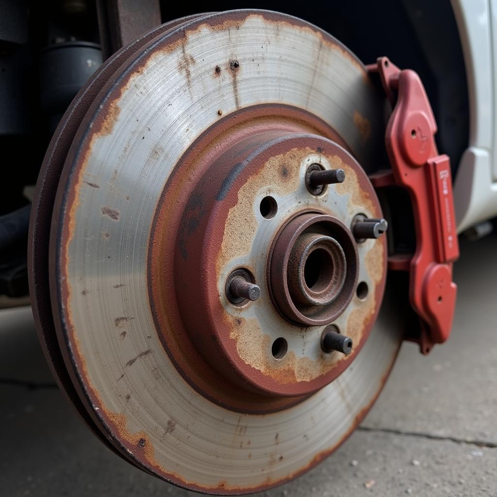 Worn brake pads on a 2004 Toyota Sienna