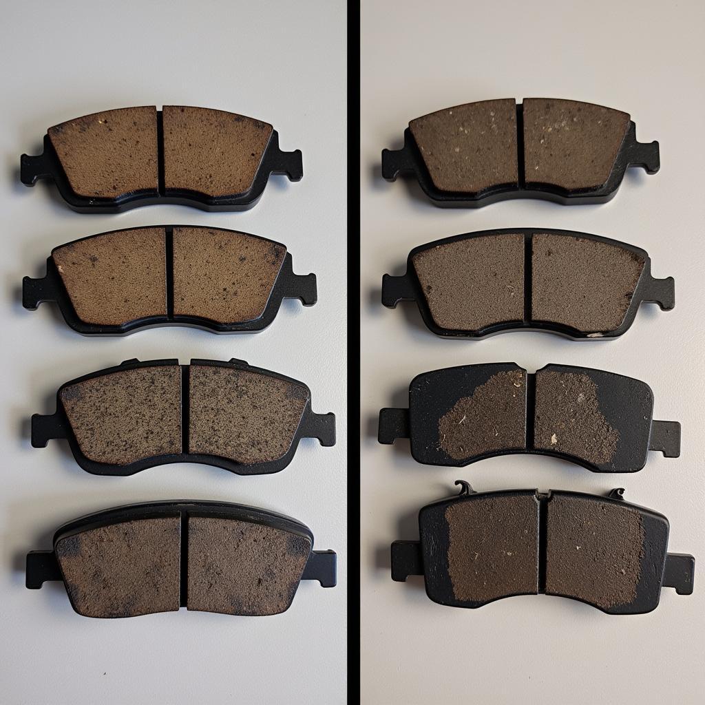 Worn Brake Pads Compared to New Ones