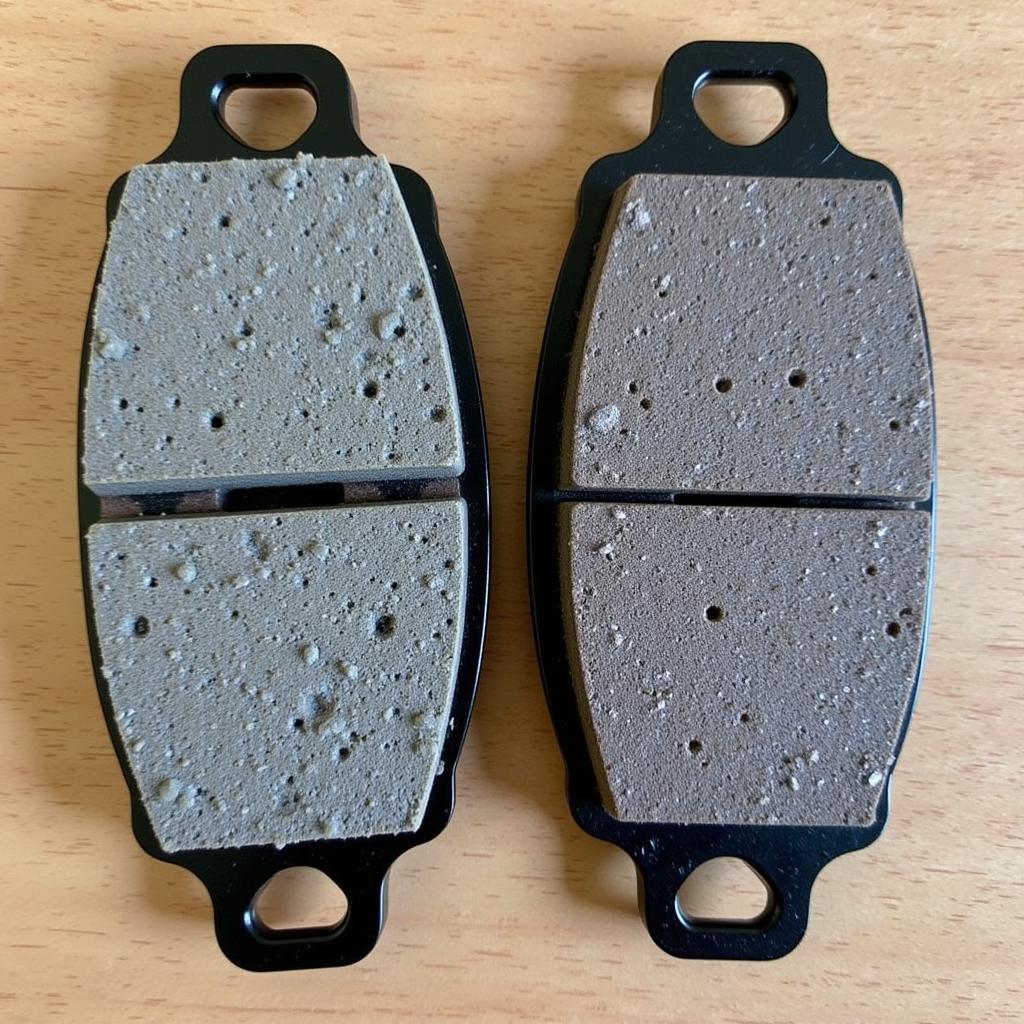 Comparing new and worn brake pads