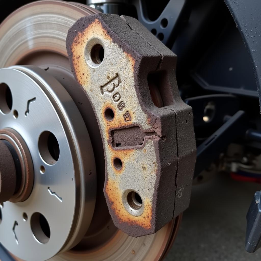 Worn Brake Pads on a BMW