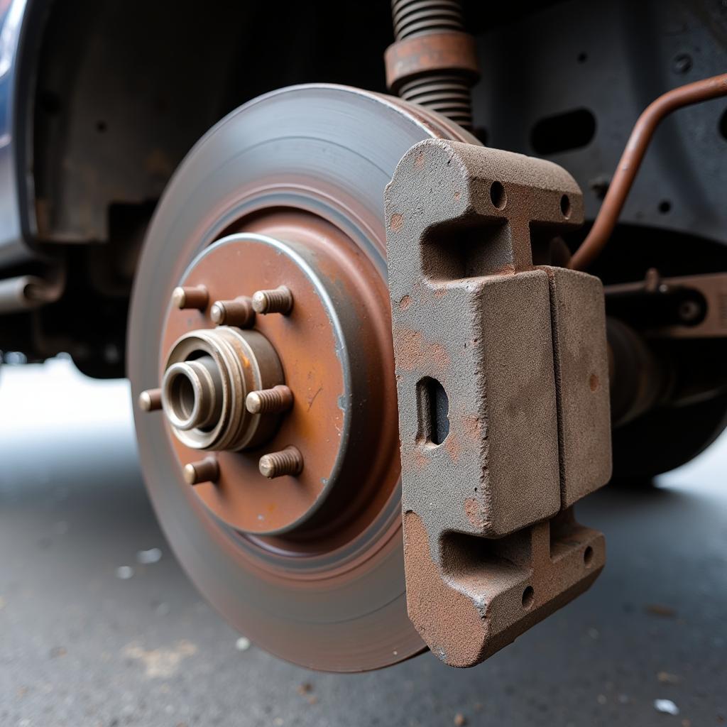 Worn Brake Pads on a 1996 Ford Bronco