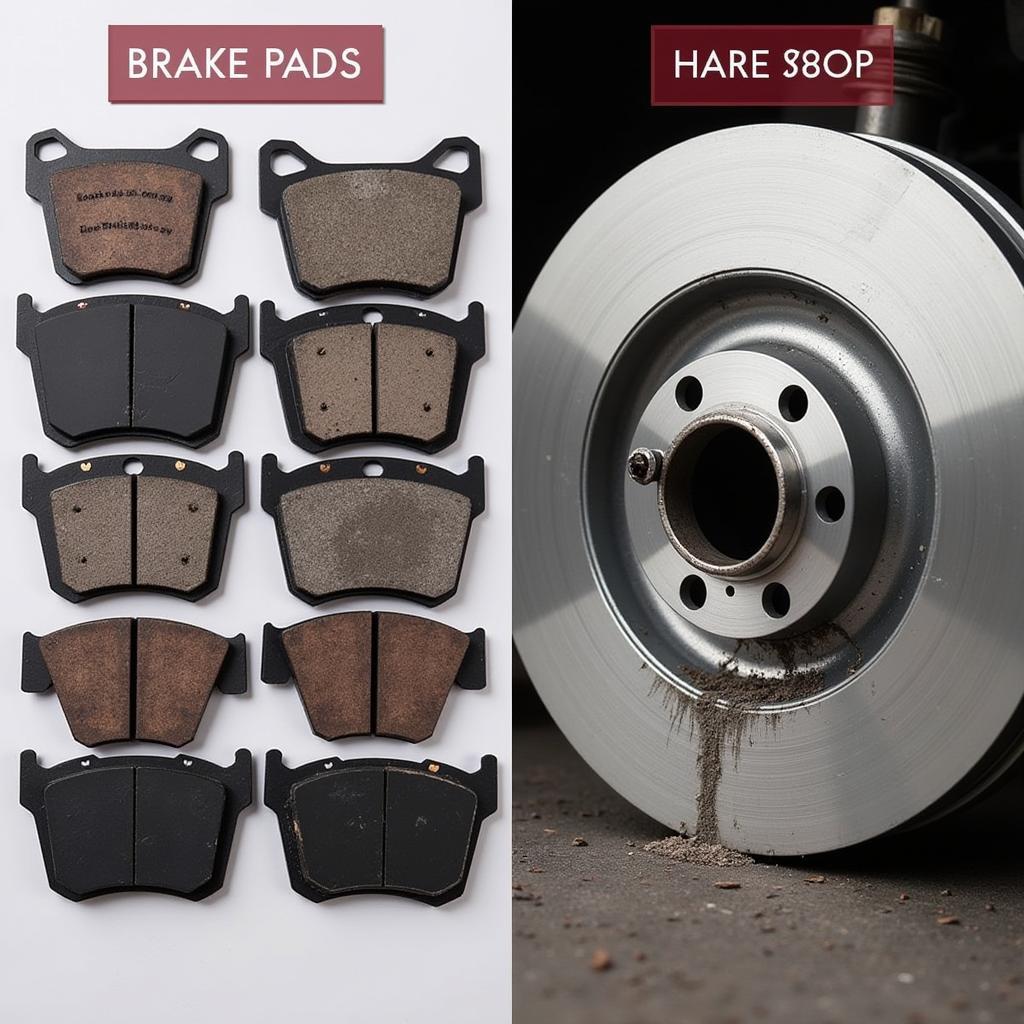 Worn Brake Pads and Damaged Rotor