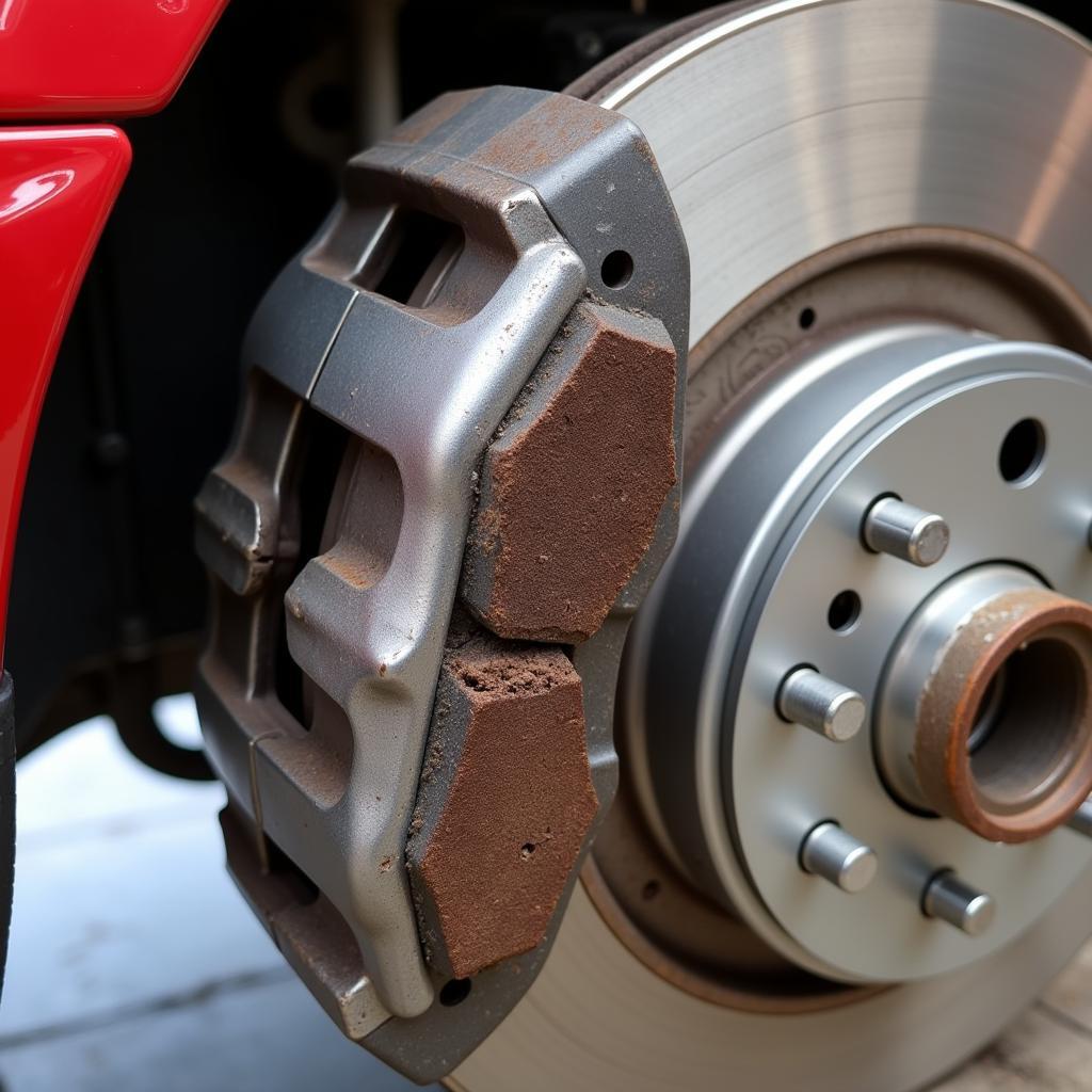 Worn Brake Pads on a BMW E46