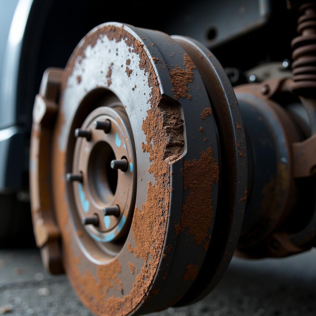 Worn Brake Pads on a BMW E60