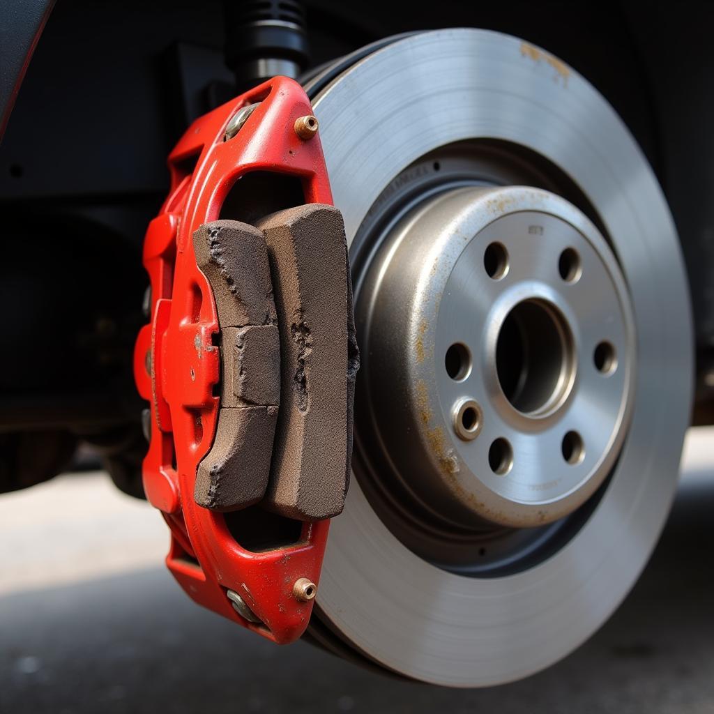 Worn Brake Pads on a Mercedes