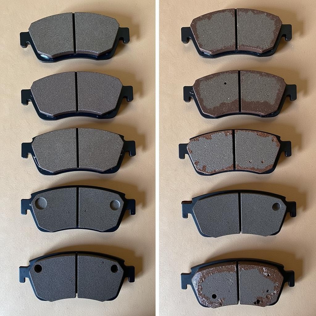 Worn Brake Pads Compared to New Brake Pads