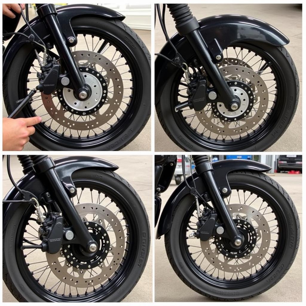 Inspecting the brake system on a 1982 Yamaha XJ750