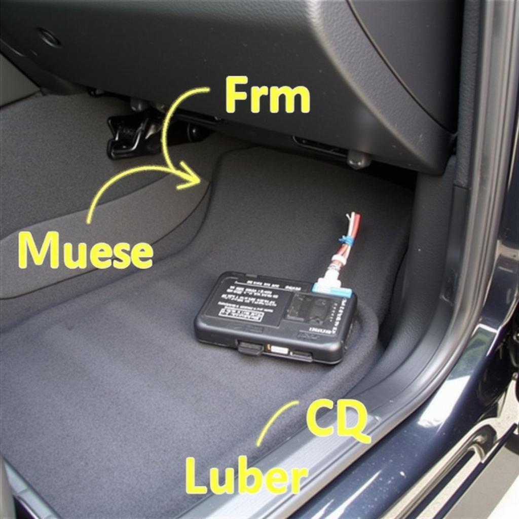 2010 BMW X5 FRM Location: Showing the typical location of the FRM within the vehicle's footwell.