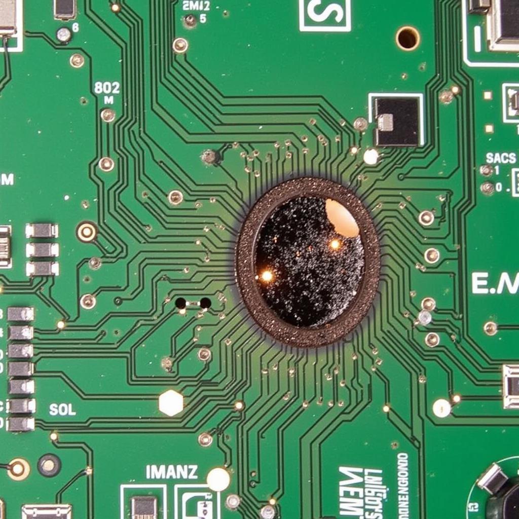 2011 BMW FRM Recall: Image of a faulty FRM circuit board showing signs of damage and potential short circuits