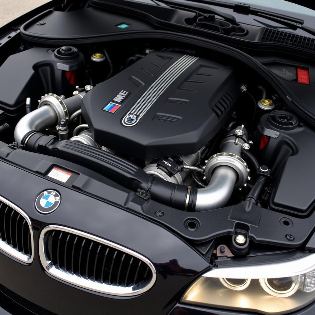 2013 BMW M5 Engine Bay Showing Twin-Turbo V8