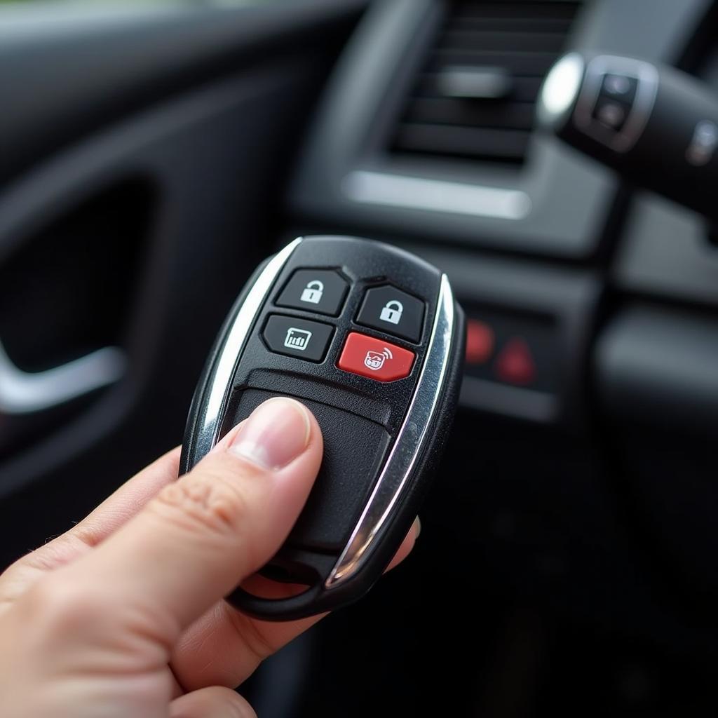 2013 Honda Civic key fob showing weak signal range indicated by the car not responding to the unlock button.