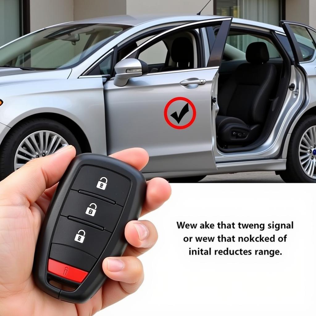 2018 Ford Fusion key fob with reduced operating range due to low battery.