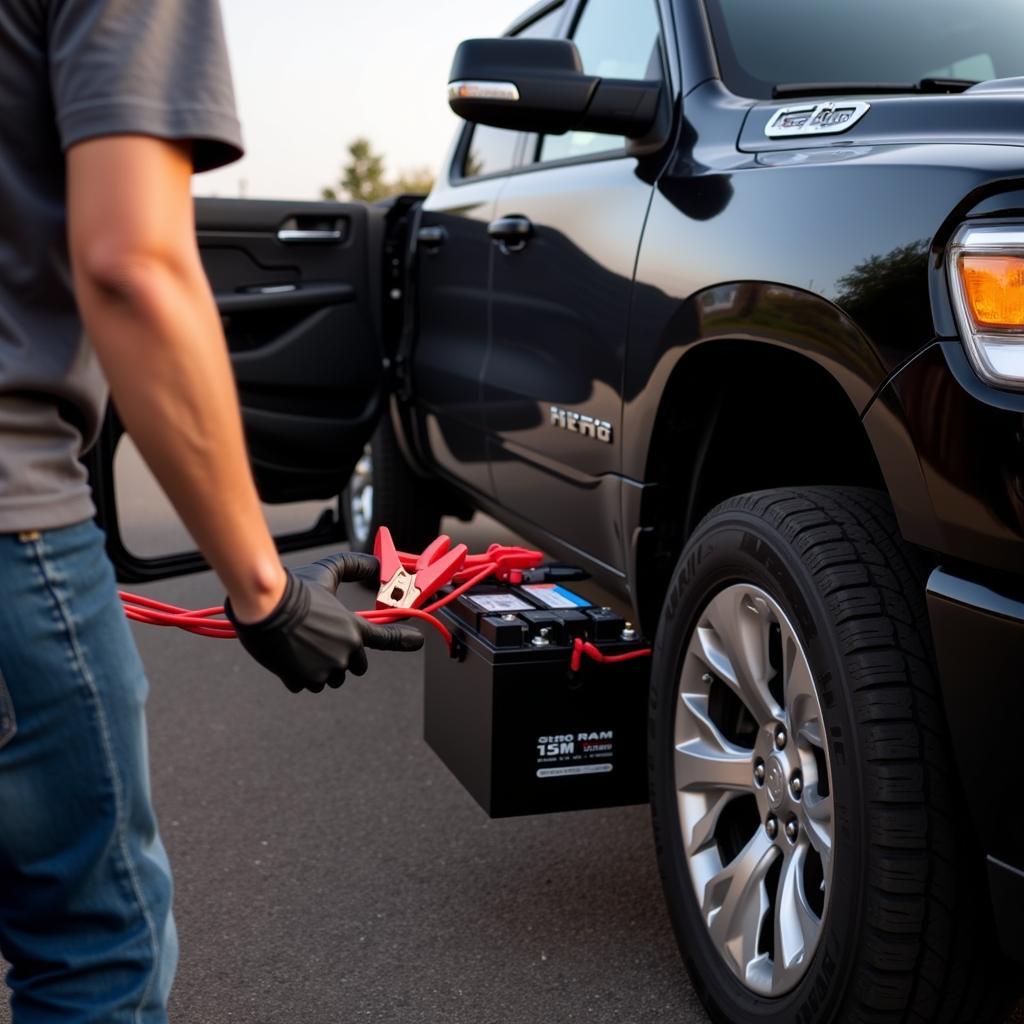 Jumpstarting a 2019 Ram 1500 with a dead battery