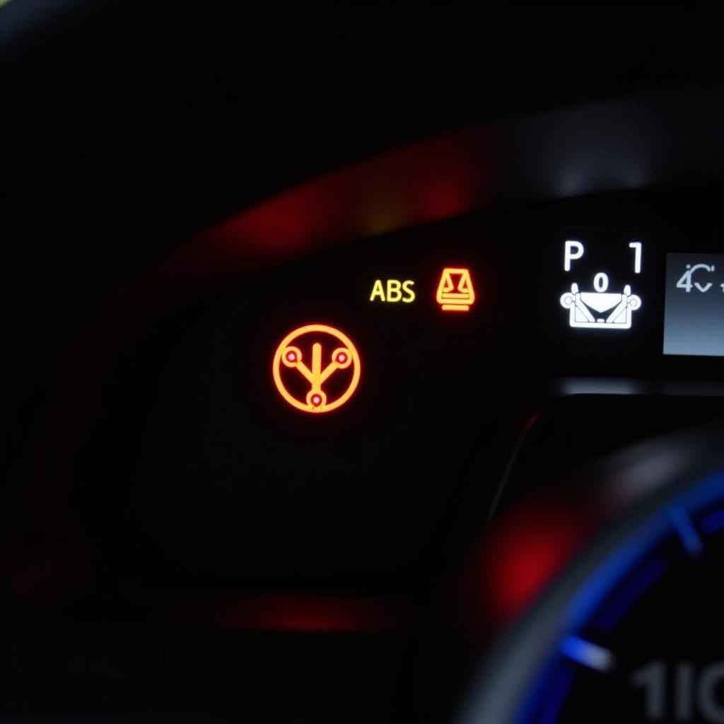 ABS Warning Light on Car Dashboard