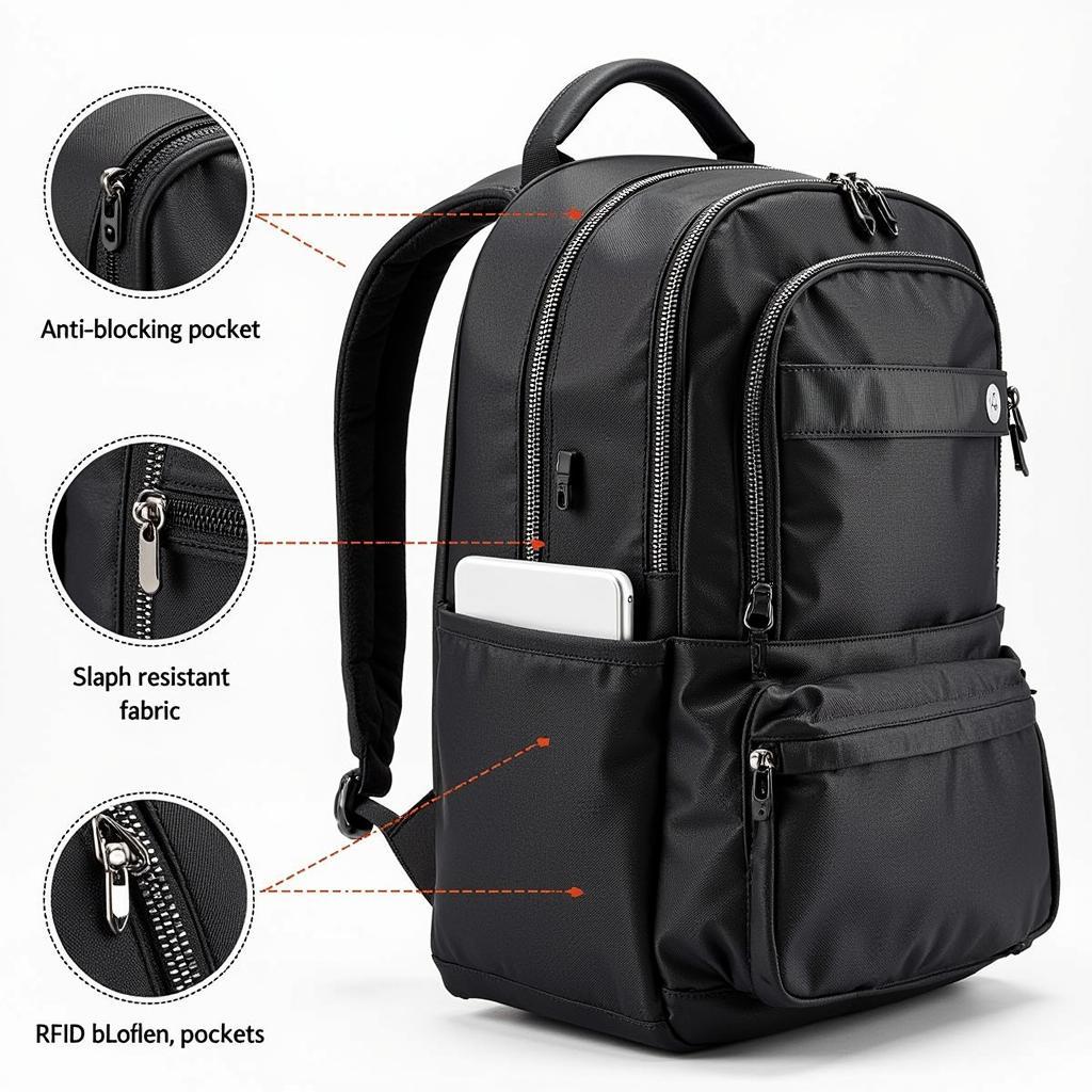 Anti-theft backpack features close-up