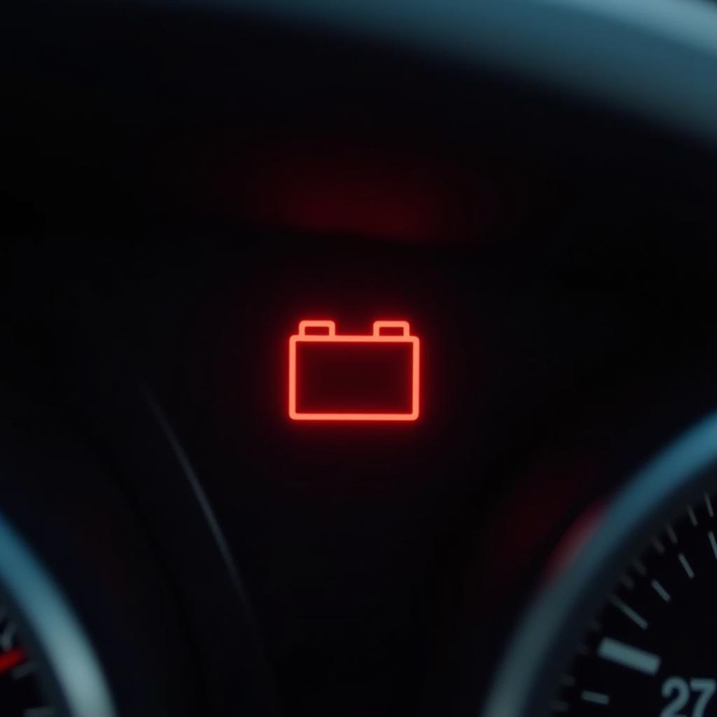 Battery Light Illuminated on Car Dashboard