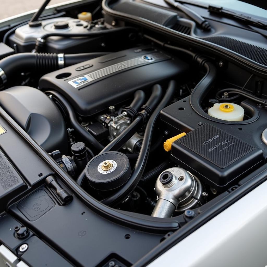 BMW 740i Engine Compartment Close-up