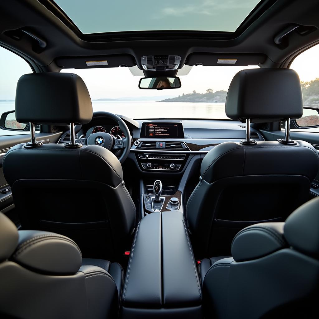 Interior view of BMW showcasing integrated B&O sound system