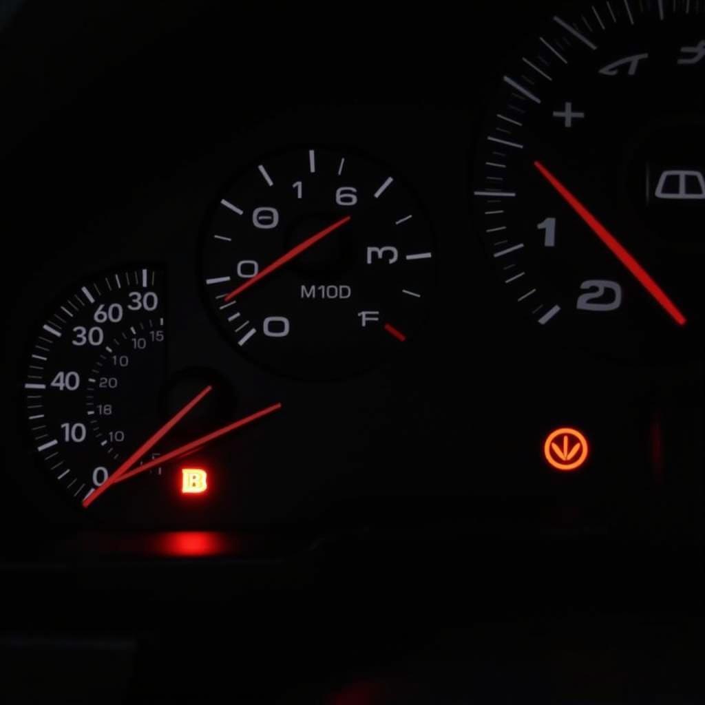 BMW brake pad warning light illuminated on the car's dashboard