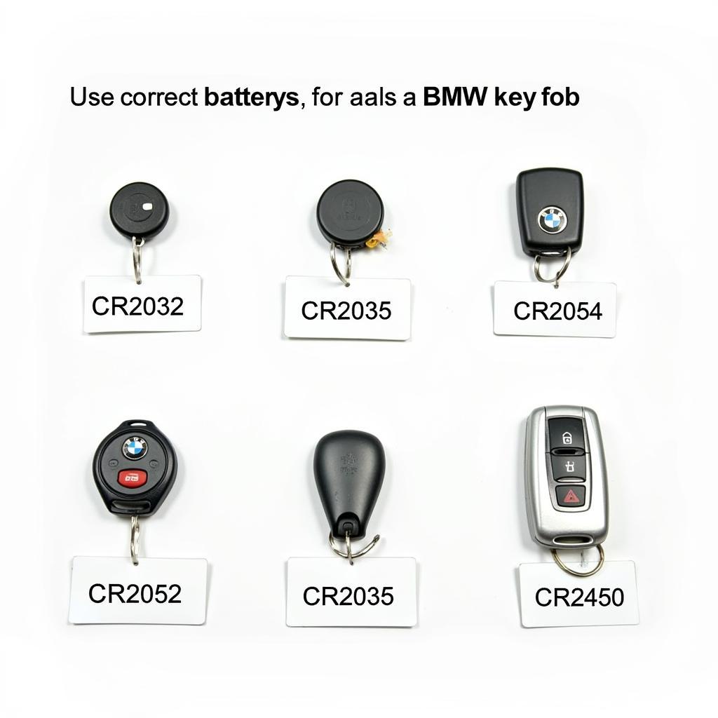 Different types of batteries for BMW key fobs